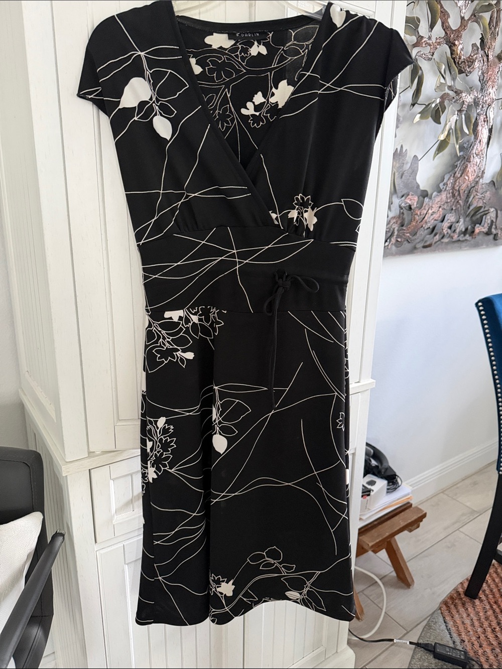 B Darlin Black & White Floral Wrap-Style dress